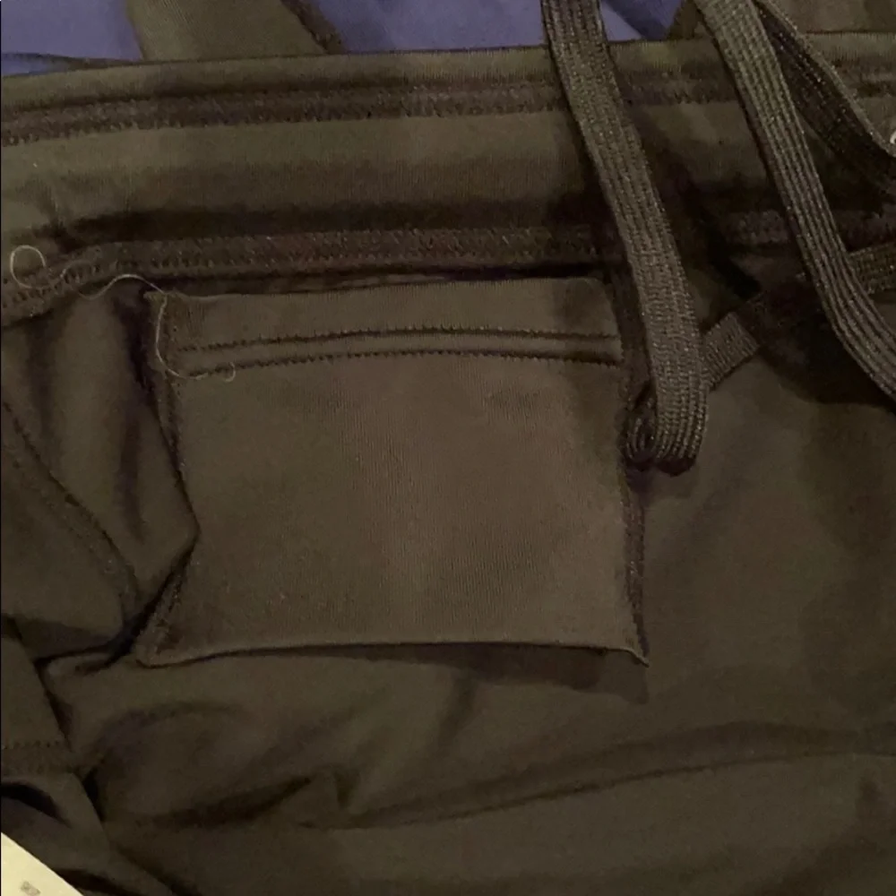 Women's Black and Blue Athletic Leggings - Picture 3 of 4